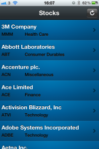 Stock Selection View Stock Selection View in the application.