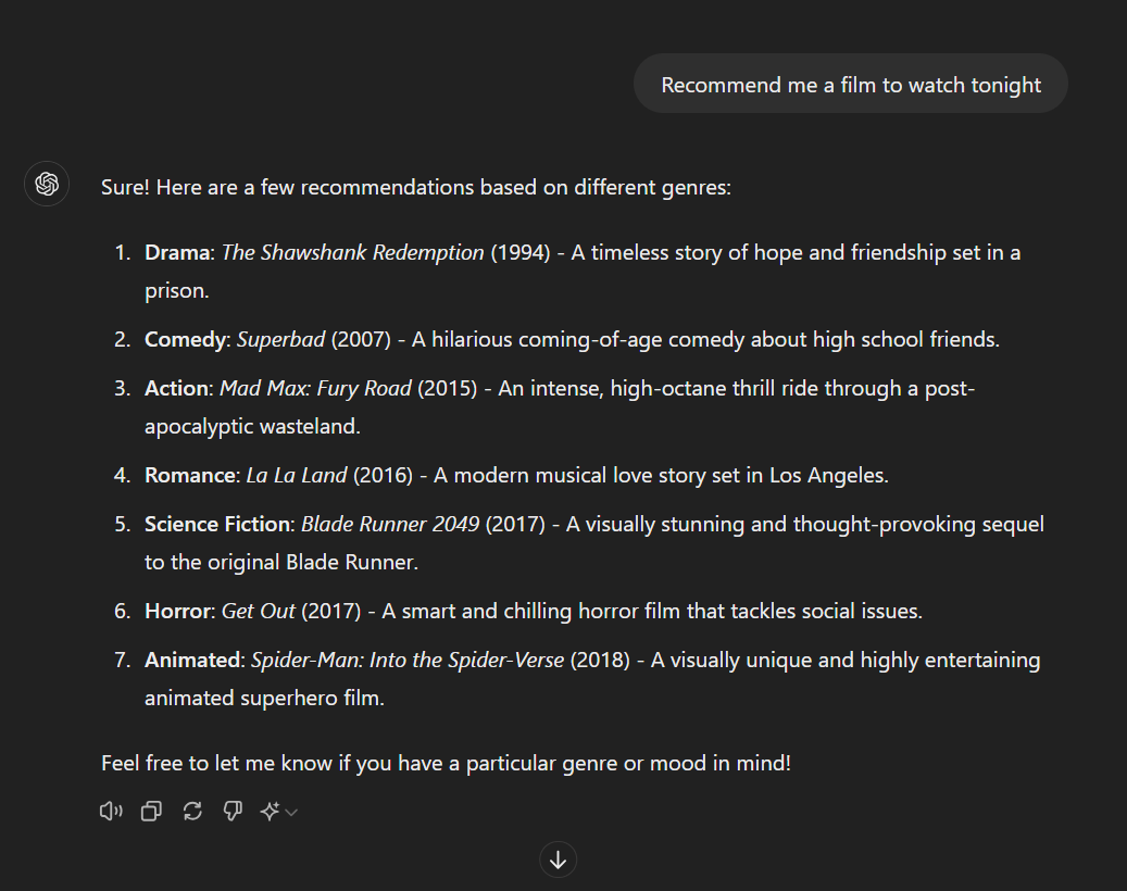 ChatGPT Film Recommendation Film Recommendation