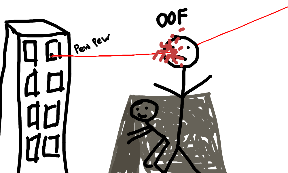 It's the keyboard's fault, honest. A man doesn't crouch behind the cover in a game and gets shot, says oof