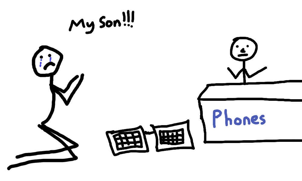 This is the point where most people would re-evaluate their priorities Man begs for his son's life. Phone repair shop is confused.