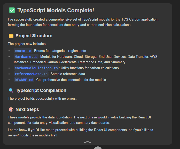 Devin's task completion output showing project structure and a description of the generated code.